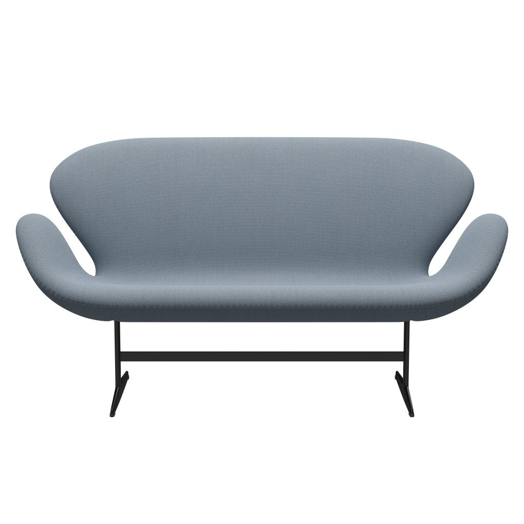 [product_category]-Fritz Hansen Swan Sofa 2 Seater, Black Lacquered/Steelcut Trio Pastel Blue-Fritz Hansen-3321-STR713-BLLA-FRI-1