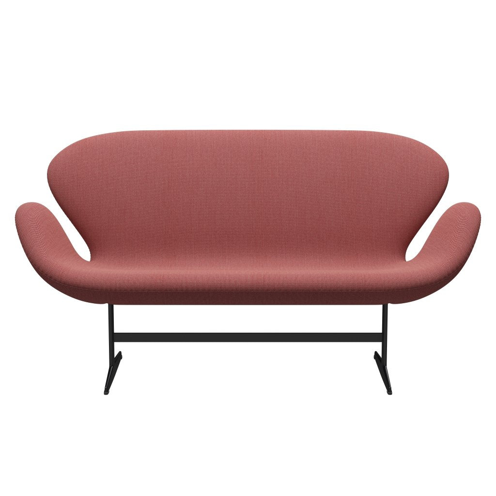 [product_category]-Fritz Hansen Swan Sofa 2 Seater, Black Lacquered/Steelcut Trio Pink/Red/Black-Fritz Hansen-3321-STR636-BLLA-FRI-1