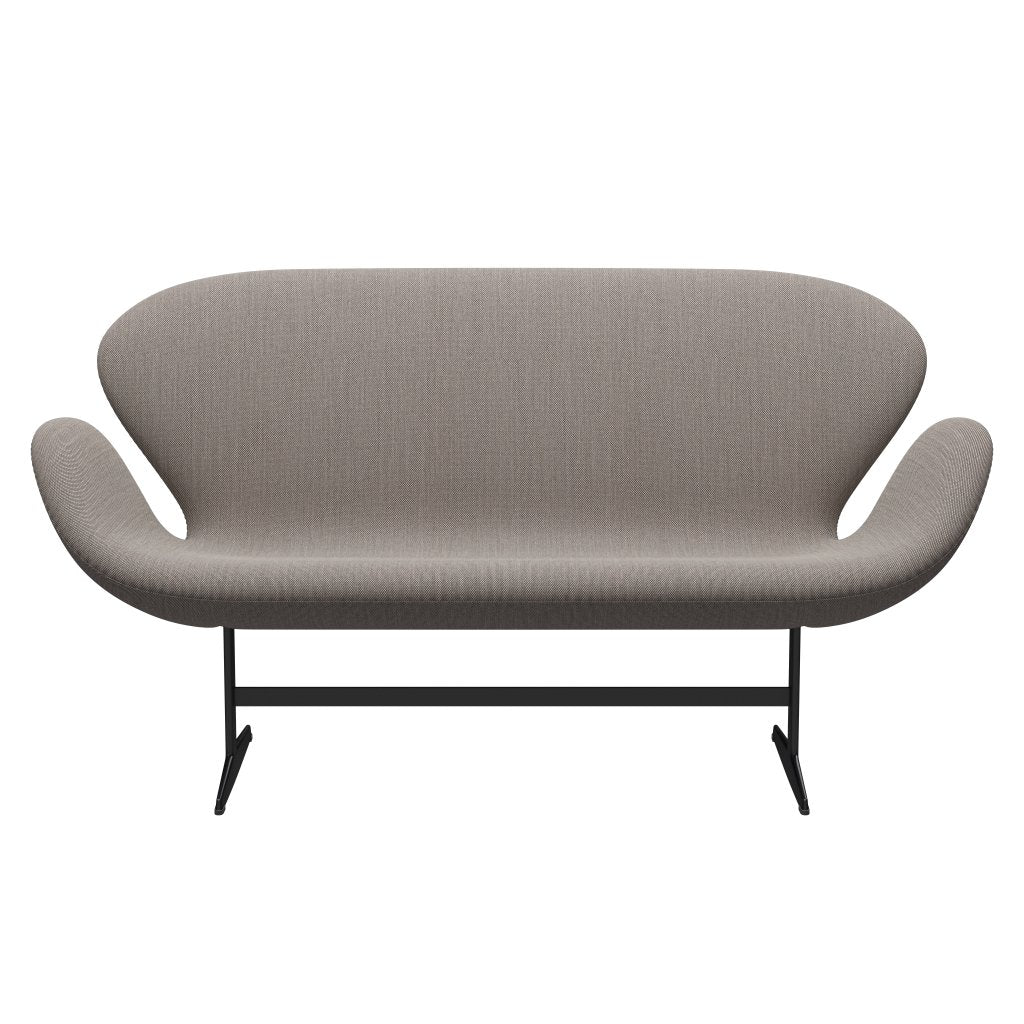 [product_category]-Fritz Hansen Swan Sofa 2 Seater, Black Lacquered/Steelcut Trio Pink/White/Black-Fritz Hansen-3321-STR616-BLLA-FRI-1