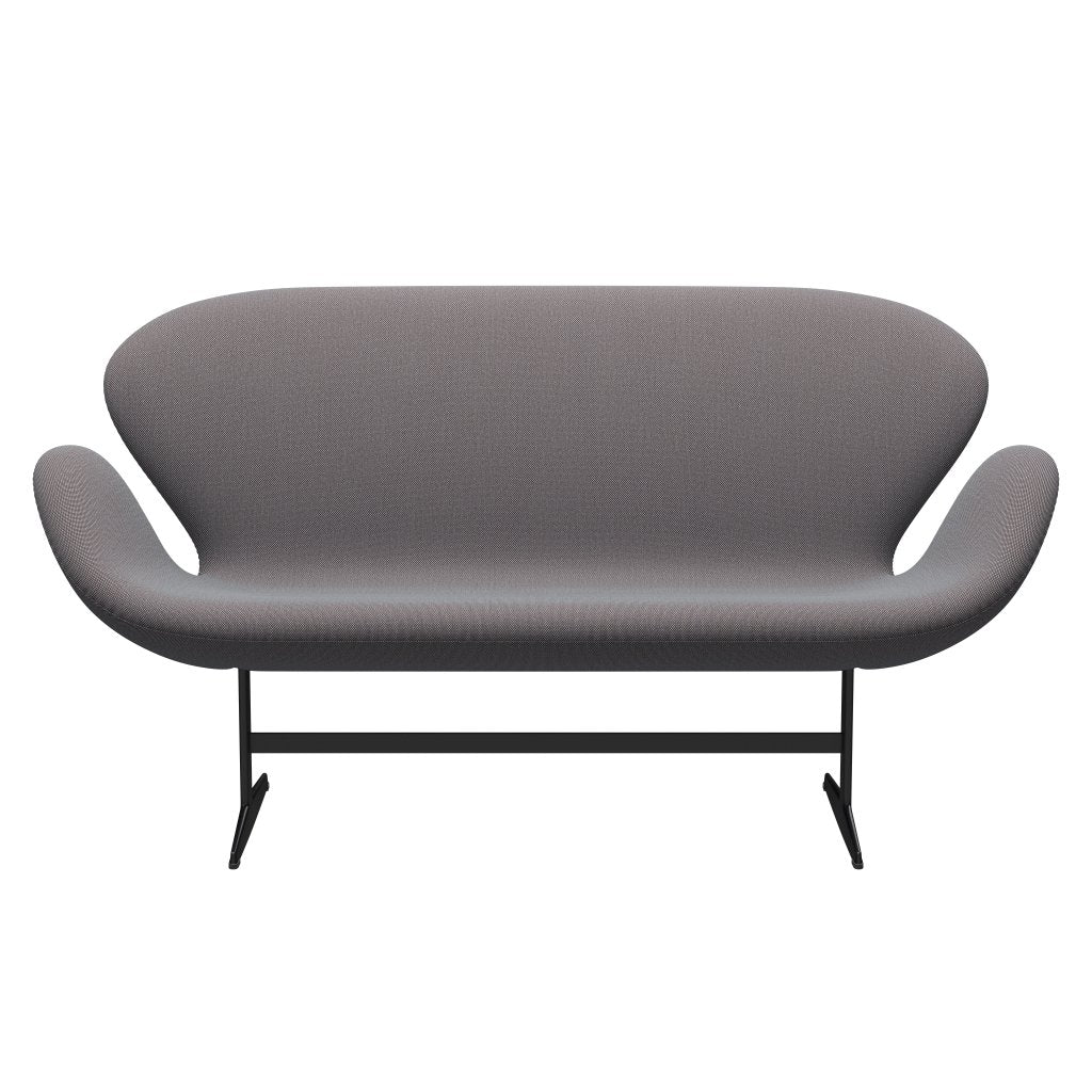 [product_category]-Fritz Hansen Swan Sofa 2 Seater, Black Lacquered/Steelcut Trio Soft Blue/Brown/Black-Fritz Hansen-3321-STR336-BLLA-FRI-1