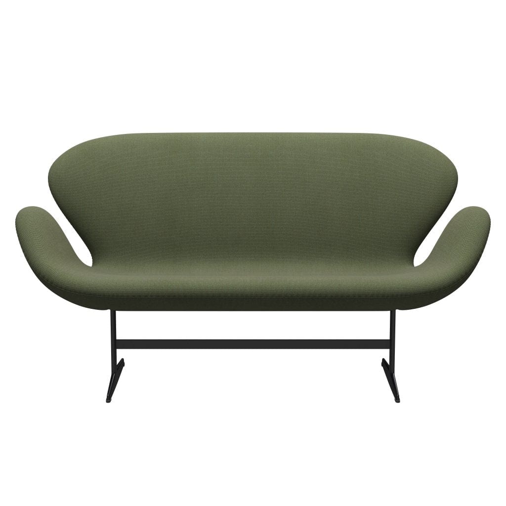 [product_category]-Fritz Hansen Swan Sofa 2 Seater, Black Lacquered/Steelcut Trio Soft Green-Fritz Hansen-3321-STR946-BLLA-FRI-1
