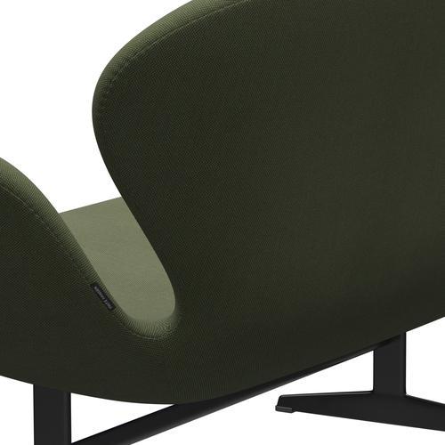 [product_category]-Fritz Hansen Swan Sofa 2 Seater, Black Lacquered/Steelcut Trio Soft Green-Fritz Hansen-3321-STR946-BLLA-FRI-5
