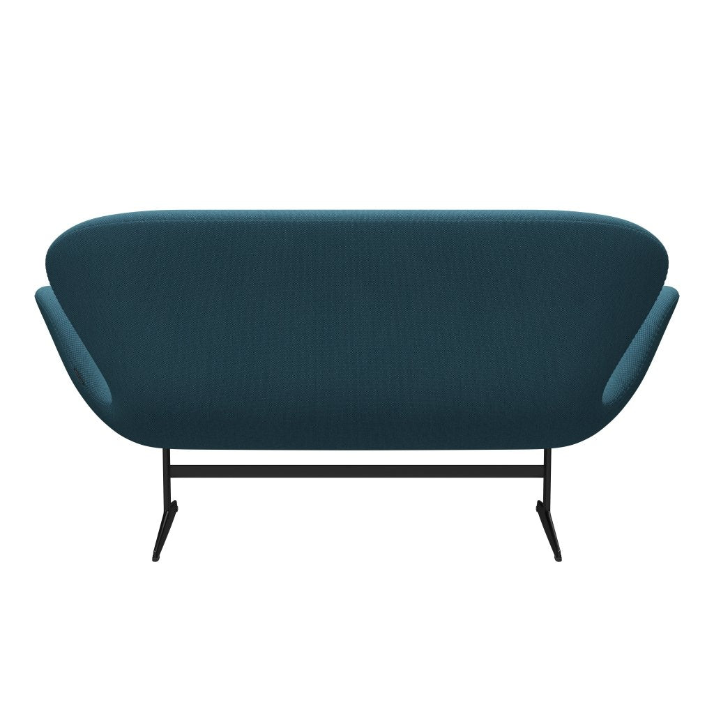 [product_category]-Fritz Hansen Swan Sofa 2 Seater, Black Lacquered/Steelcut Trio Turquoise-Fritz Hansen-3321-STR983-BLLA-FRI-4