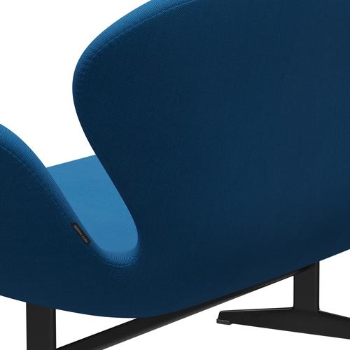 [product_category]-Fritz Hansen Swan Sofa 2 Seater, Black Lacquered/Steelcut Trio Turquoise/Blue-Fritz Hansen-3321-STR865-BLLA-FRI-5