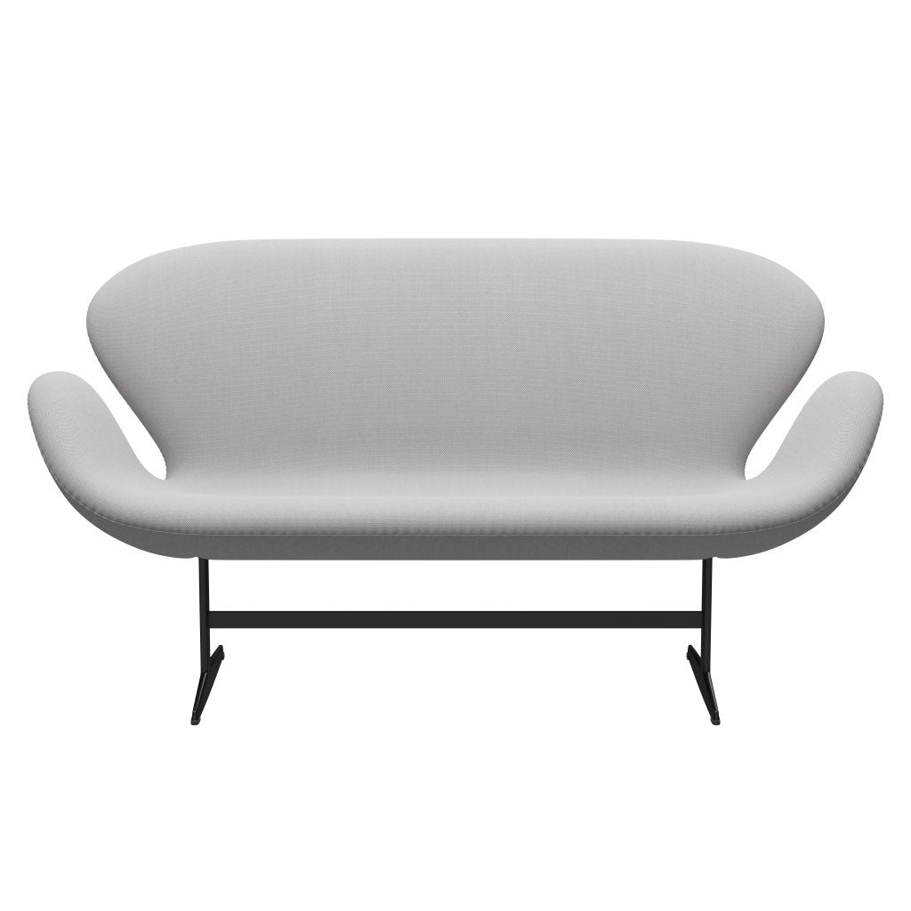 [product_category]-Fritz Hansen Swan Sofa 2 Seater, Black Lacquered/Steelcut Trio White & Light Grey-Fritz Hansen-3321-STR105-BLLA-FRI-1