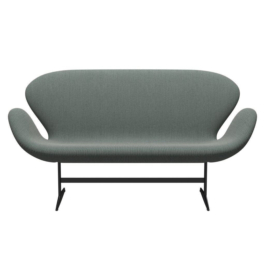 [product_category]-Fritz Hansen Swan Sofa 2 Seater, Black Lacquered/Steelcut Trio White/Dark Green-Fritz Hansen-3321-STR916-BLLA-FRI-1