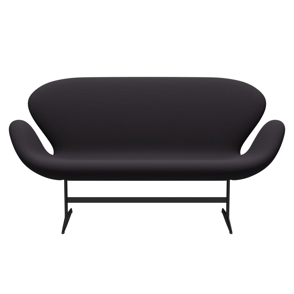 [product_category]-Fritz Hansen Swan Sofa 2 Seater, Black Lacquered/Steelcut Violet Dark-Fritz Hansen-3321-STI685-BLLA-FRI-1