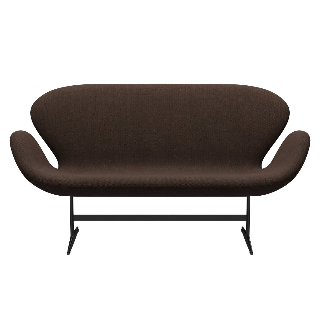 [product_category]-Fritz Hansen Swan Sofa 2 Seater, Black Lacquered/Sunniva Black/Chestnut-Fritz Hansen-3321-SV373-BLLA-FRI-1