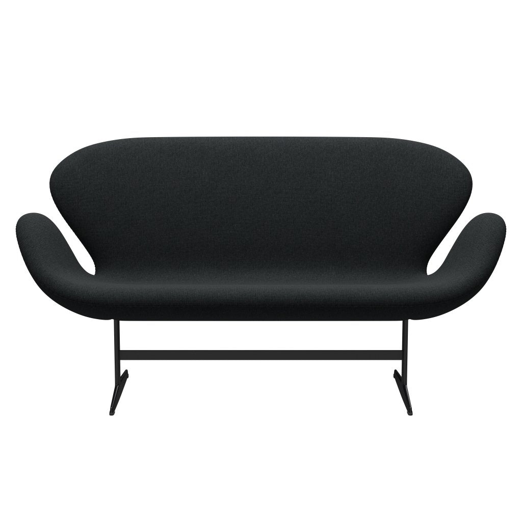 [product_category]-Fritz Hansen Swan Sofa 2 Seater, Black Lacquered/Sunniva Black/Dark Grey-Fritz Hansen-3321-SV183-BLLA-FRI-1