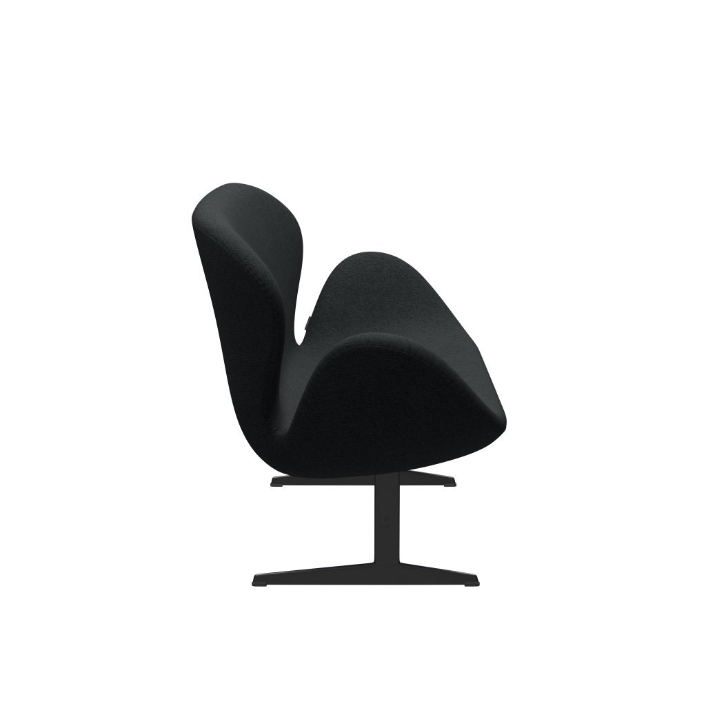 [product_category]-Fritz Hansen Swan Sofa 2 Seater, Black Lacquered/Sunniva Black/Dark Grey-Fritz Hansen-3321-SV183-BLLA-FRI-3