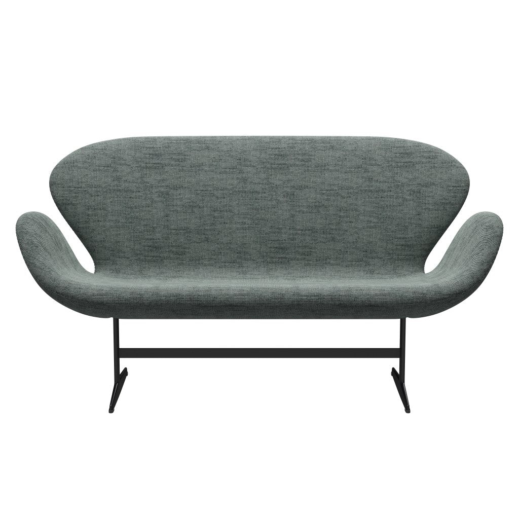 [product_category]-Fritz Hansen Swan Sofa 2 Seater, Black Lacquered/Sunniva Black/White-Fritz Hansen-3321-SV163-BLLA-FRI-1