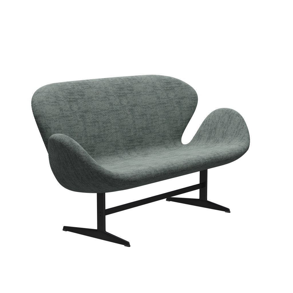 [product_category]-Fritz Hansen Swan Sofa 2 Seater, Black Lacquered/Sunniva Black/White-Fritz Hansen-3321-SV163-BLLA-FRI-2