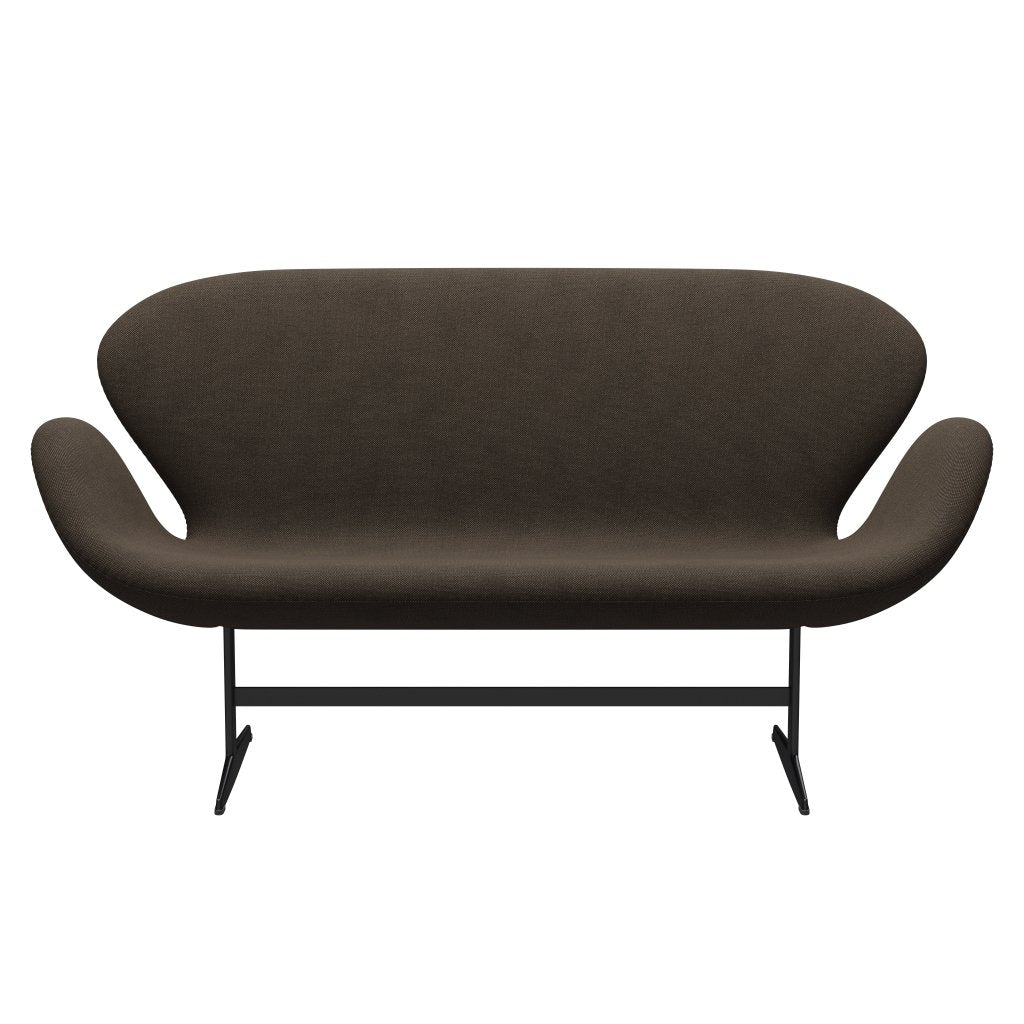 [product_category]-Fritz Hansen Swan Sofa 2 Seater, Black Lacquered/Sunniva Chocolate/Black-Fritz Hansen-3321-SV383-BLLA-FRI-1