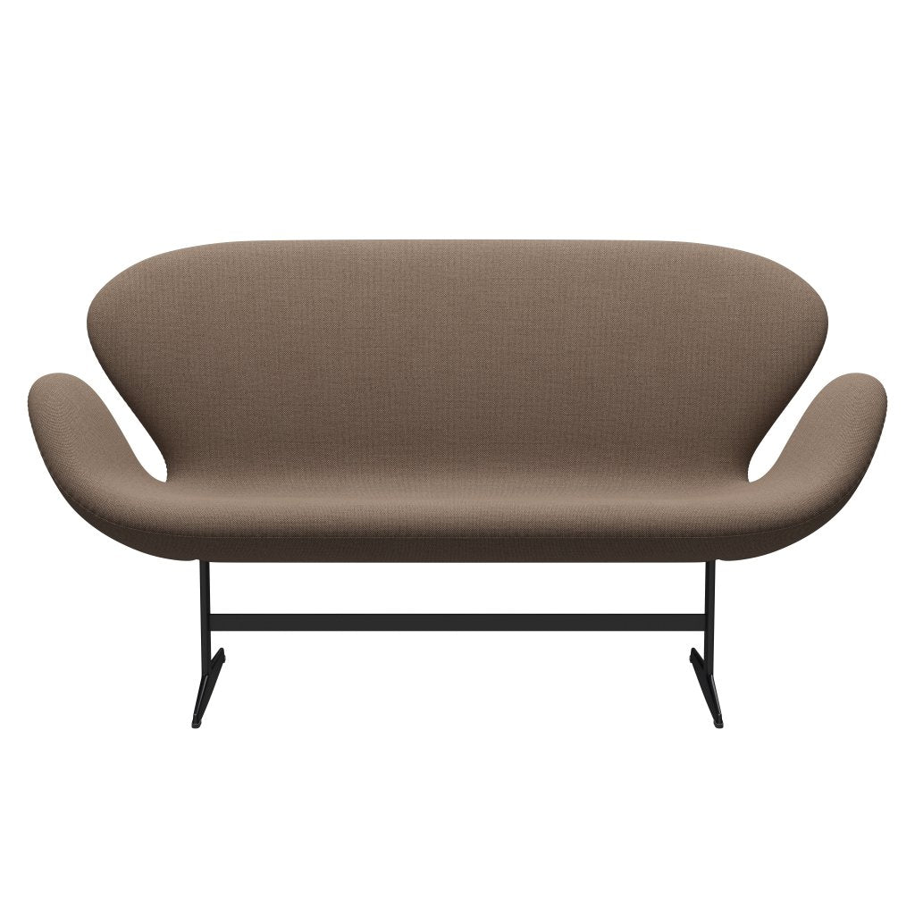 [product_category]-Fritz Hansen Swan Sofa 2 Seater, Black Lacquered/Sunniva Chocolate/Tan-Fritz Hansen-3321-SV253-BLLA-FRI-1