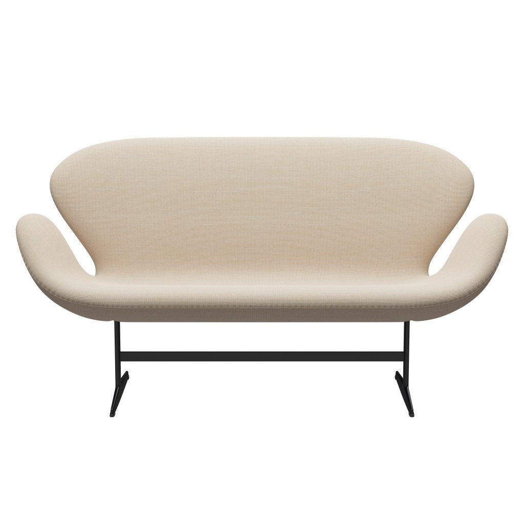 [product_category]-Fritz Hansen Swan Sofa 2 Seater, Black Lacquered/Sunniva Crème/Sand-Fritz Hansen-3321-SV423-BLLA-FRI-1