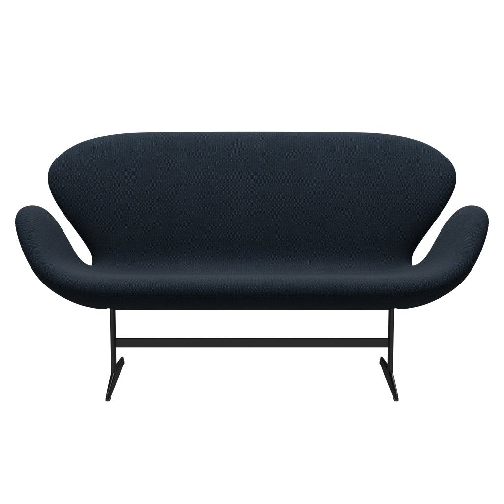 [product_category]-Fritz Hansen Swan Sofa 2 Seater, Black Lacquered/Sunniva Dark Blue-Fritz Hansen-3321-SV192-BLLA-FRI-1