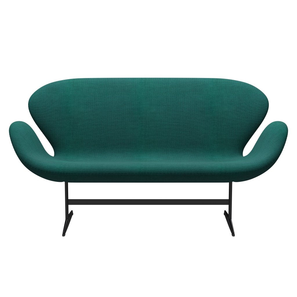 [product_category]-Fritz Hansen Swan Sofa 2 Seater, Black Lacquered/Sunniva Green-Fritz Hansen-3321-SV953-BLLA-FRI-1