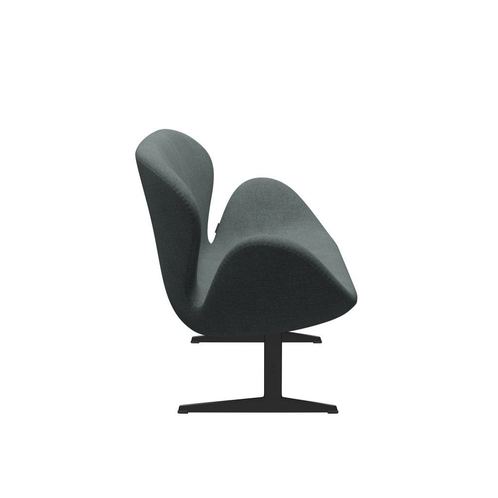 [product_category]-Fritz Hansen Swan Sofa 2 Seater, Black Lacquered/Sunniva Steel Grey-Fritz Hansen-3321-SV1079-BLLA-FRI-3
