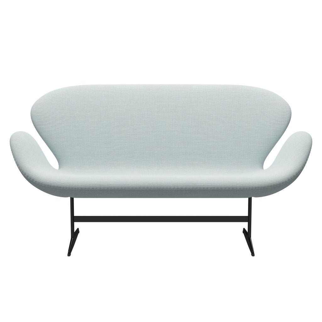 [product_category]-Fritz Hansen Swan Sofa 2 Seater, Black Lacquered/Sunniva White/Light Blue-Fritz Hansen-3321-SV723-BLLA-FRI-1