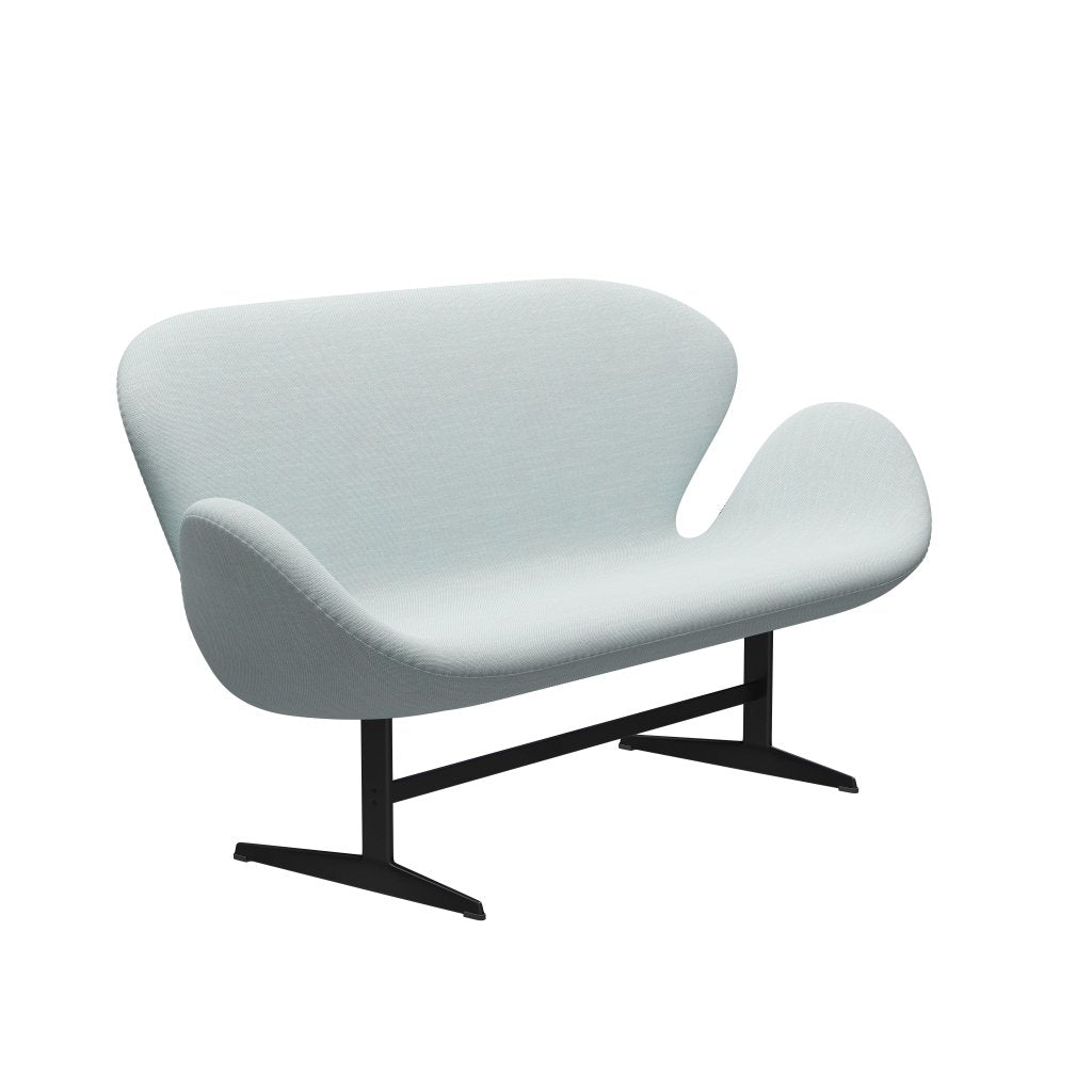[product_category]-Fritz Hansen Swan Sofa 2 Seater, Black Lacquered/Sunniva White/Light Blue-Fritz Hansen-3321-SV723-BLLA-FRI-2