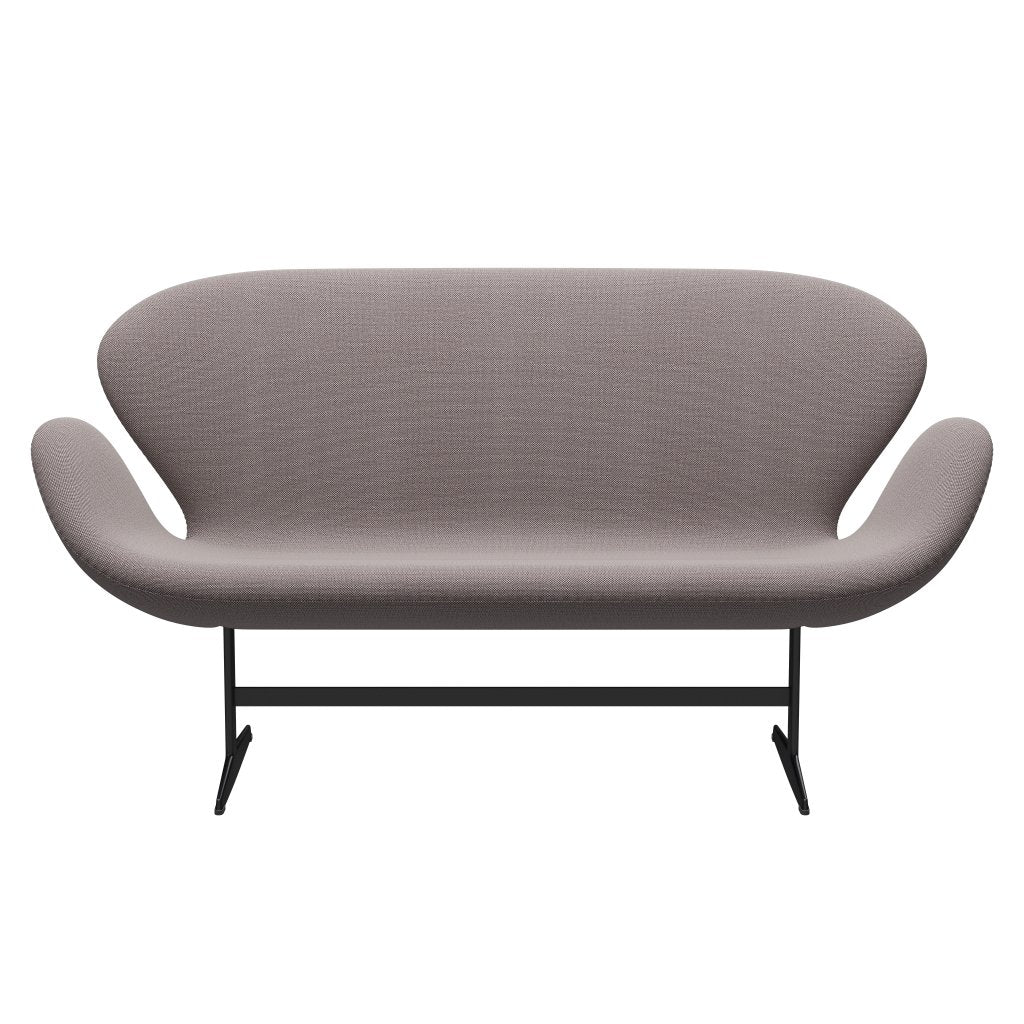 [product_category]-Fritz Hansen Swan Sofa 2 Seater, Black Lacquered/Sunniva White/Violet-Fritz Hansen-3321-SV352-BLLA-FRI-1