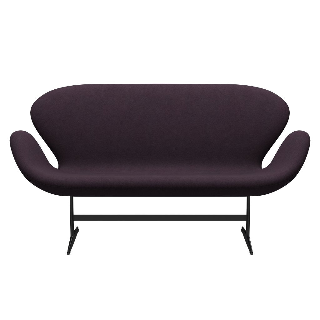 [product_category]-Fritz Hansen Swan Sofa 2 Seater, Black Lacquered/Tonus Aubergine-Fritz Hansen-3321-TON684-BLLA-FRI-1