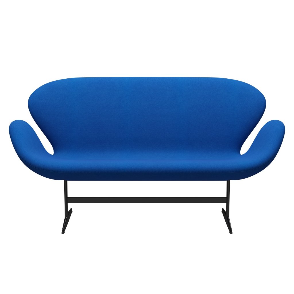 [product_category]-Fritz Hansen Swan Sofa 2 Seater, Black Lacquered/Tonus Blue-Fritz Hansen-3321-TON129-BLLA-FRI-1