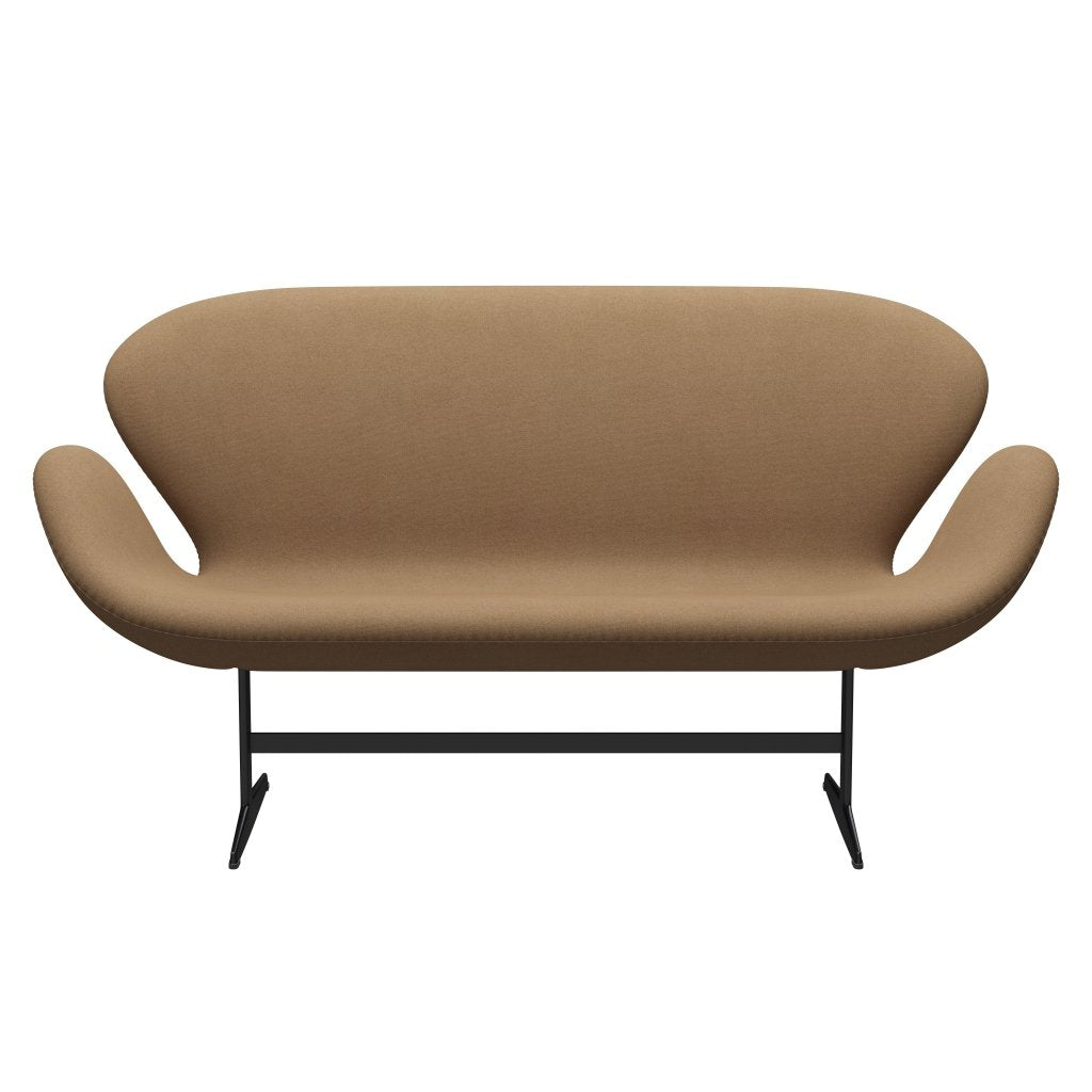 [product_category]-Fritz Hansen Swan Sofa 2 Seater, Black Lacquered/Tonus Camel-Fritz Hansen-3321-TON244-BLLA-FRI-1