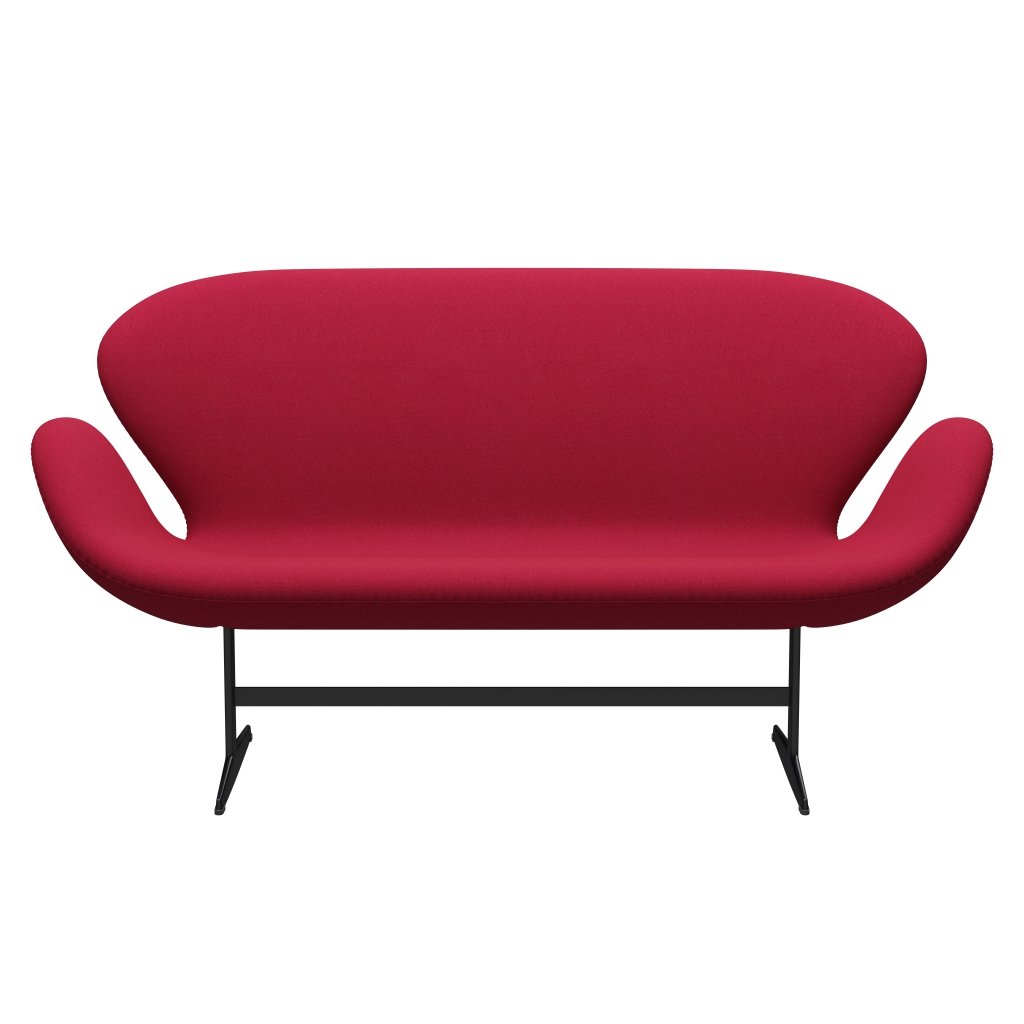 [product_category]-Fritz Hansen Swan Sofa 2 Seater, Black Lacquered/Tonus Cherry-Fritz Hansen-3321-TON654-BLLA-FRI-1