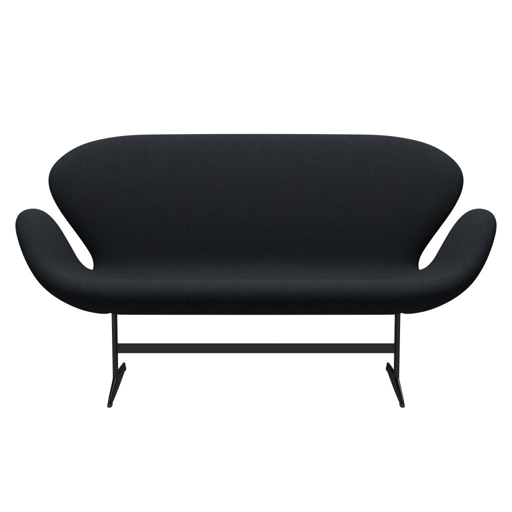 [product_category]-Fritz Hansen Swan Sofa 2 Seater, Black Lacquered/Tonus Dark Aubergine-Fritz Hansen-3321-TON690-BLLA-FRI-1