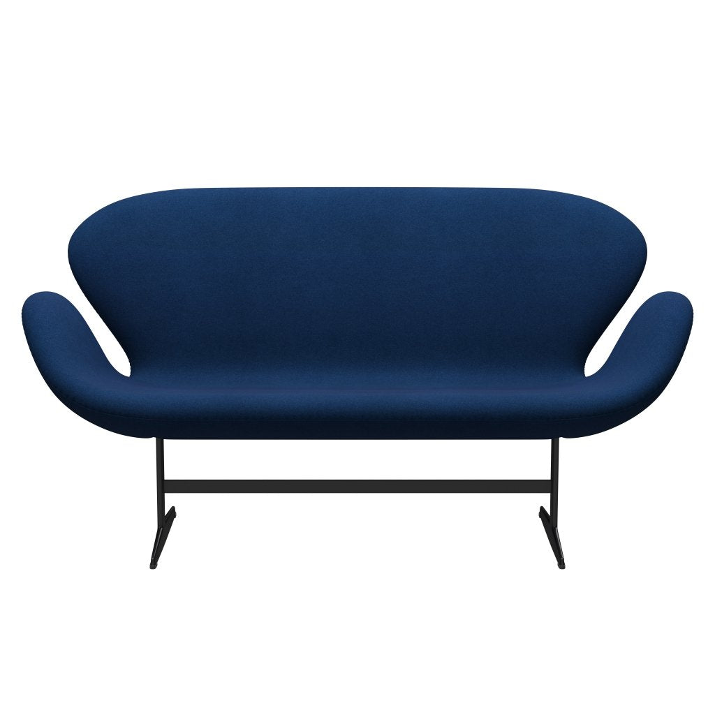 [product_category]-Fritz Hansen Swan Sofa 2 Seater, Black Lacquered/Tonus Dark Coral Blue-Fritz Hansen-3321-TON132-BLLA-FRI-1