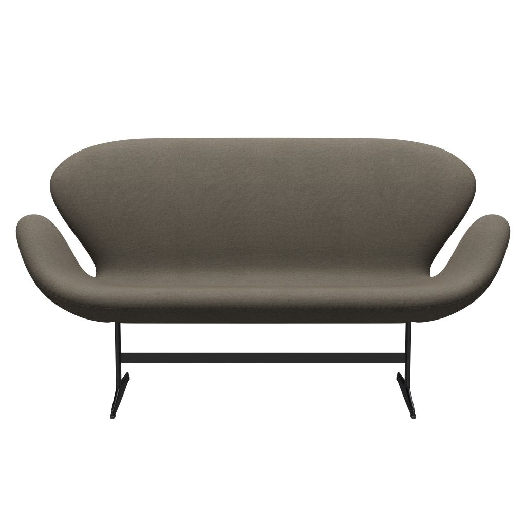 [product_category]-Fritz Hansen Swan Sofa 2 Seater, Black Lacquered/Tonus Dusty Brown-Fritz Hansen-3321-TON613-BLLA-FRI-1