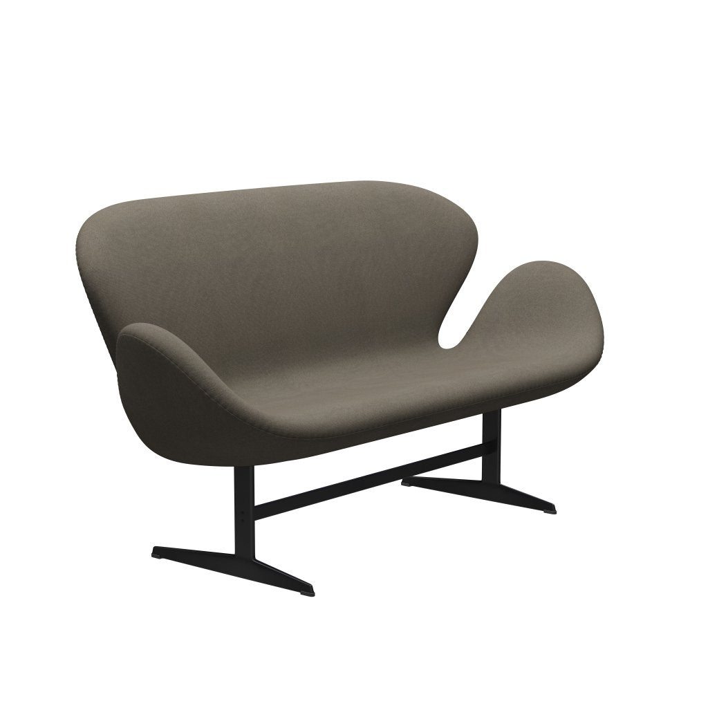 [product_category]-Fritz Hansen Swan Sofa 2 Seater, Black Lacquered/Tonus Dusty Brown-Fritz Hansen-3321-TON613-BLLA-FRI-2