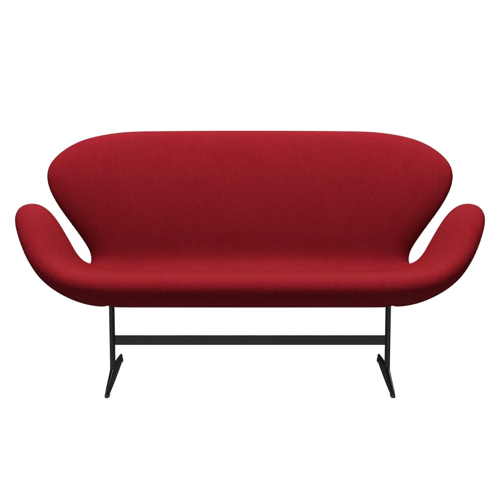 [product_category]-Fritz Hansen Swan Sofa 2 Seater, Black Lacquered/Tonus Light Bordeaux-Fritz Hansen-3321-TON609-BLLA-FRI-1