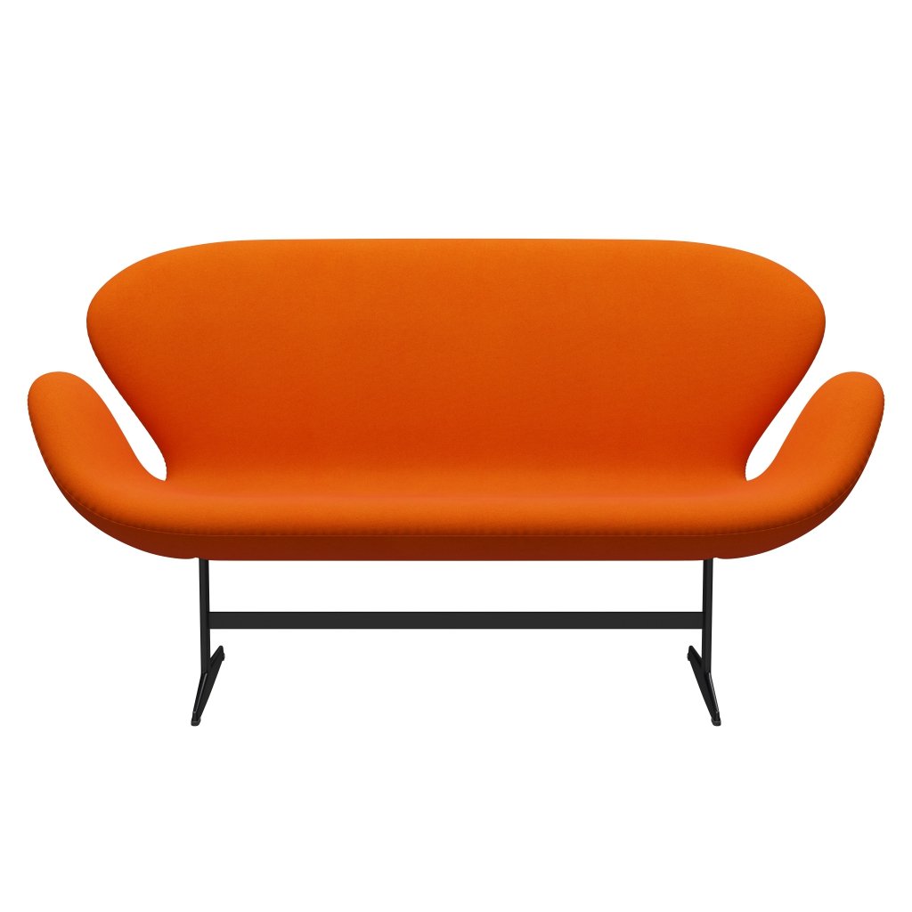 [product_category]-Fritz Hansen Swan Sofa 2 Seater, Black Lacquered/Tonus Light Orange-Fritz Hansen-3321-TON125-BLLA-FRI-1