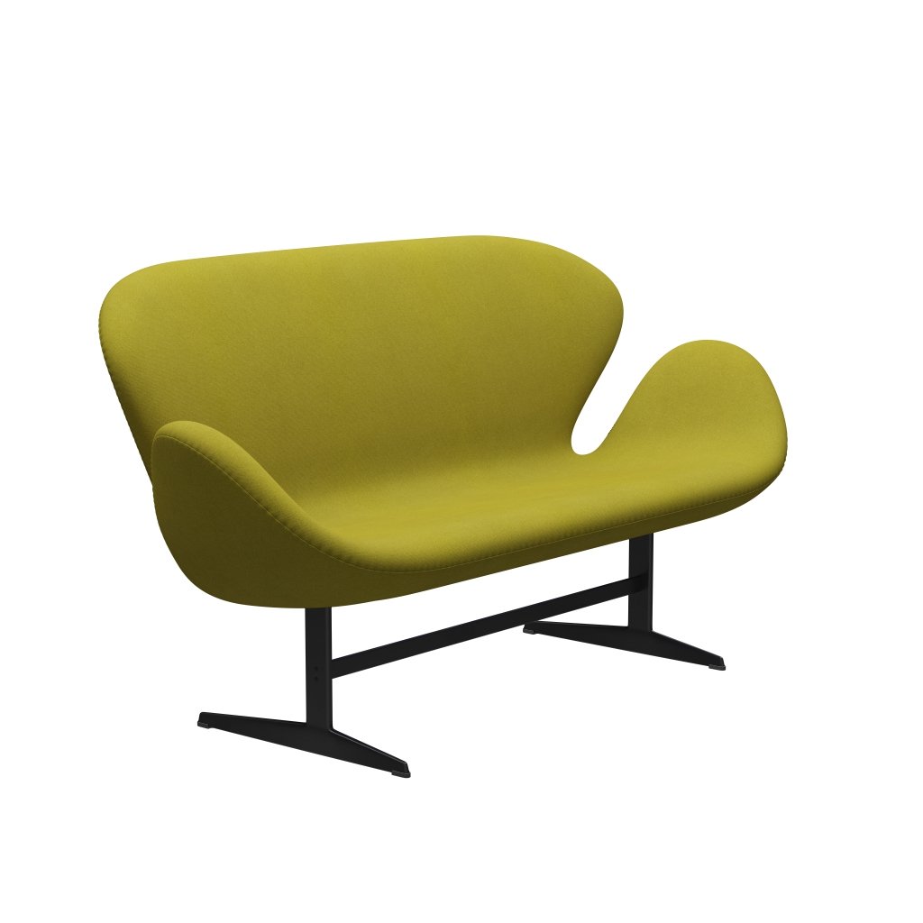 [product_category]-Fritz Hansen Swan Sofa 2 Seater, Black Lacquered/Tonus Lime Green-Fritz Hansen-3321-TON934-BLLA-FRI-2