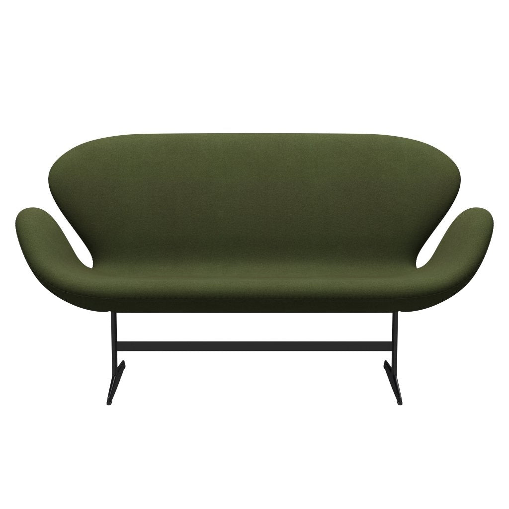 [product_category]-Fritz Hansen Swan Sofa 2 Seater, Black Lacquered/Tonus Military Green-Fritz Hansen-3321-TON131-BLLA-FRI-1