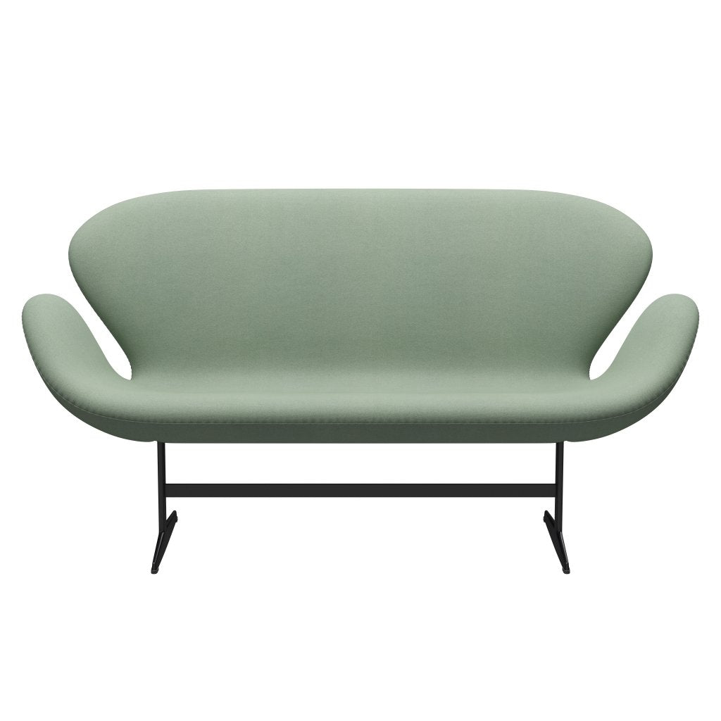 [product_category]-Fritz Hansen Swan Sofa 2 Seater, Black Lacquered/Tonus Mint Green-Fritz Hansen-3321-TON914-BLLA-FRI-1