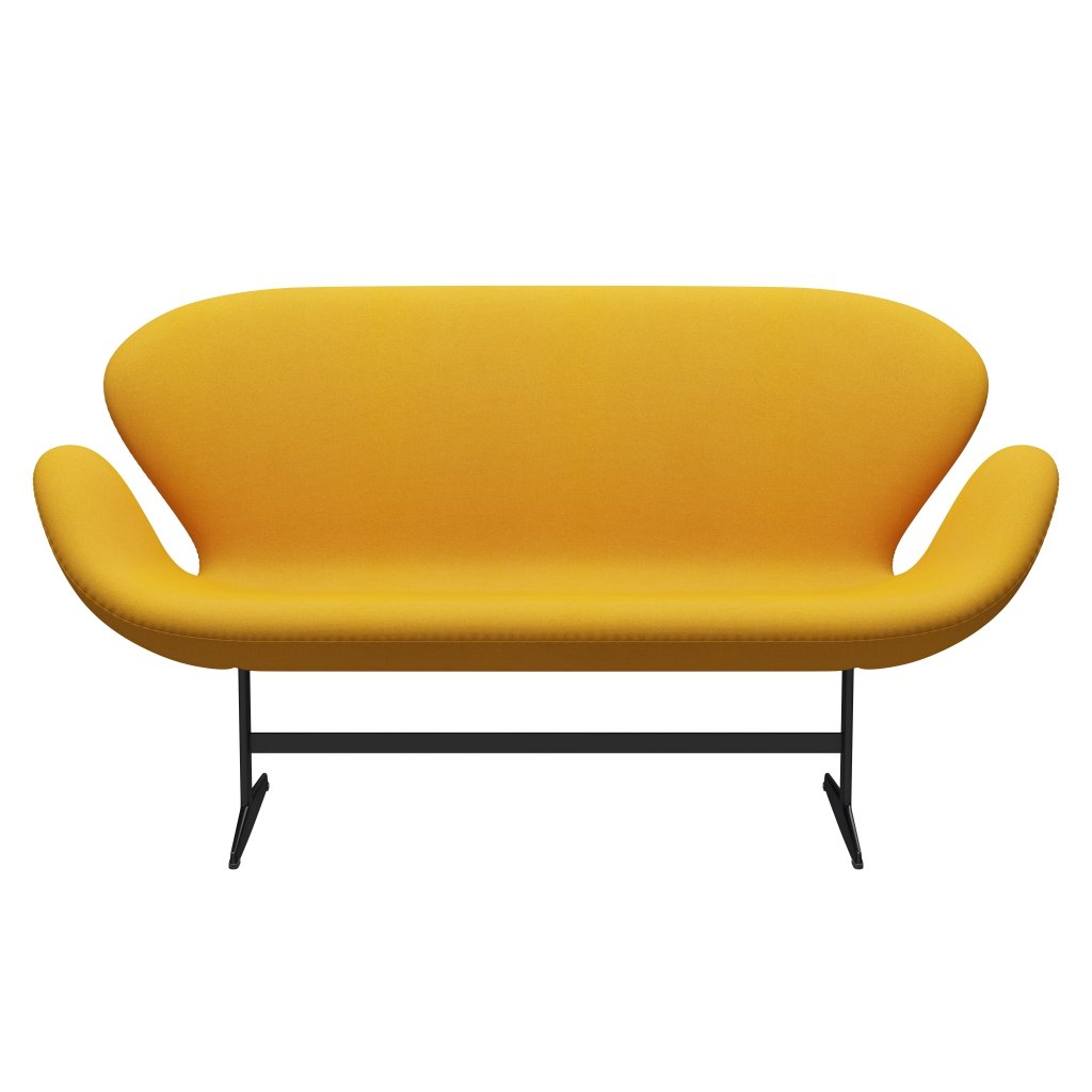 [product_category]-Fritz Hansen Swan Sofa 2 Seater, Black Lacquered/Tonus Mustard-Fritz Hansen-3321-TON440-BLLA-FRI-1