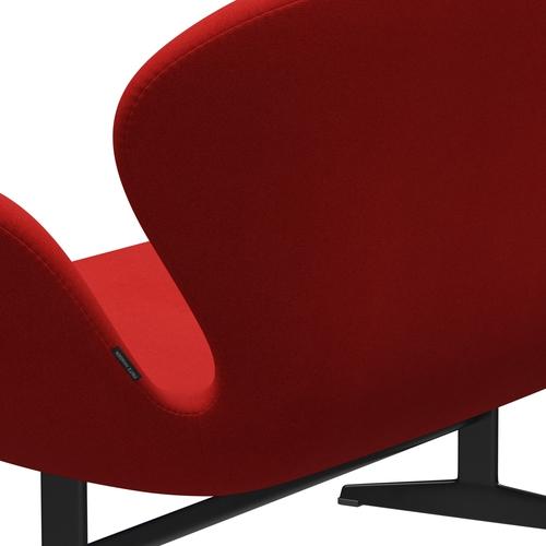 [product_category]-Fritz Hansen Swan Sofa 2 Seater, Black Lacquered/Tonus Orange/Red-Fritz Hansen-3321-TON608-BLLA-FRI-5