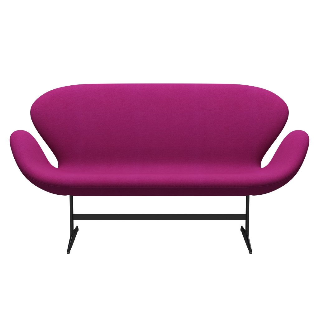 [product_category]-Fritz Hansen Swan Sofa 2 Seater, Black Lacquered/Tonus Pink-Fritz Hansen-3321-TON636-BLLA-FRI-1
