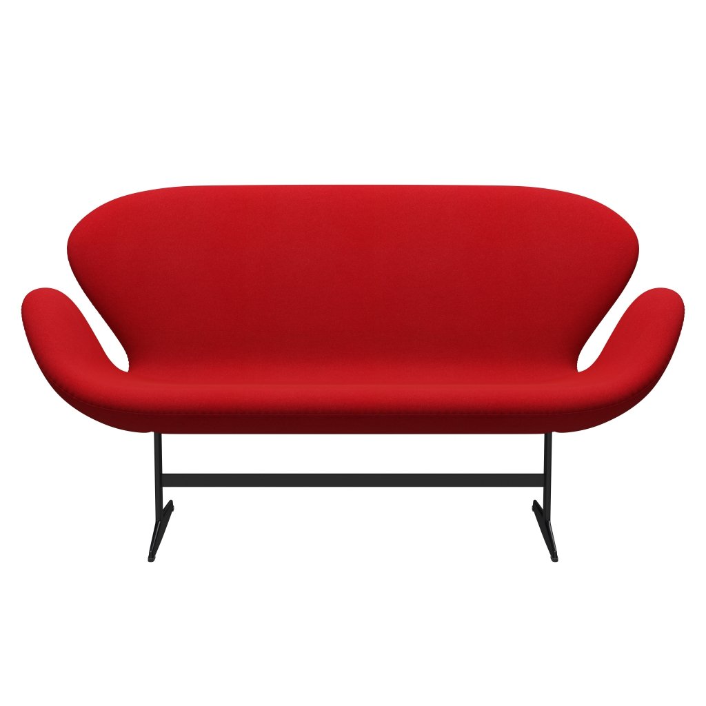 [product_category]-Fritz Hansen Swan Sofa 2 Seater, Black Lacquered/Tonus Red-Fritz Hansen-3321-TON130-BLLA-FRI-1