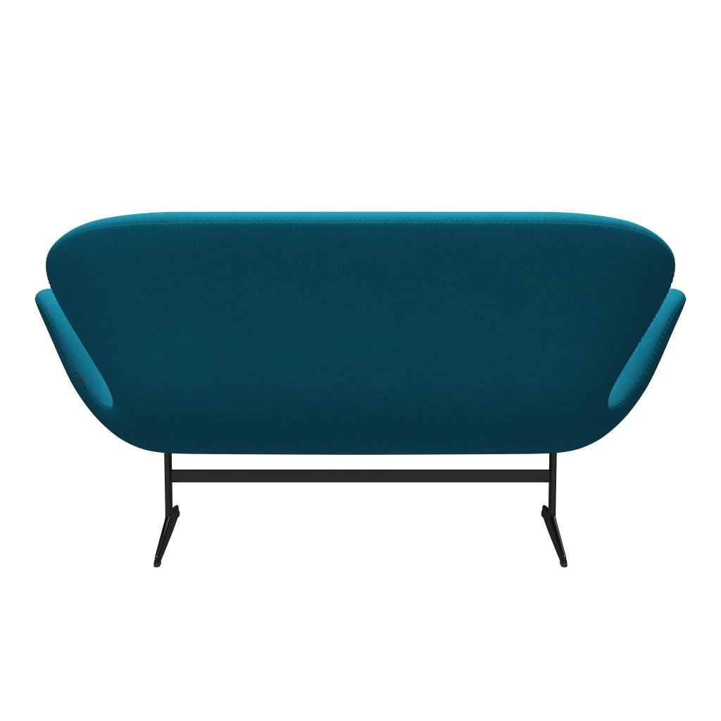 [product_category]-Fritz Hansen Swan Sofa 2 Seater, Black Lacquered/Tonus Turquoise-Fritz Hansen-3321-TON854-BLLA-FRI-4