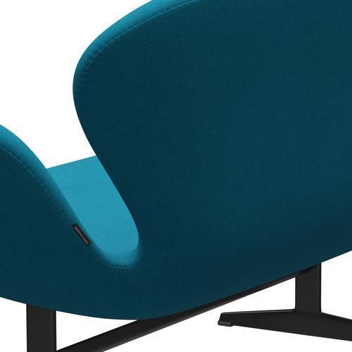 [product_category]-Fritz Hansen Swan Sofa 2 Seater, Black Lacquered/Tonus Turquoise-Fritz Hansen-3321-TON854-BLLA-FRI-5