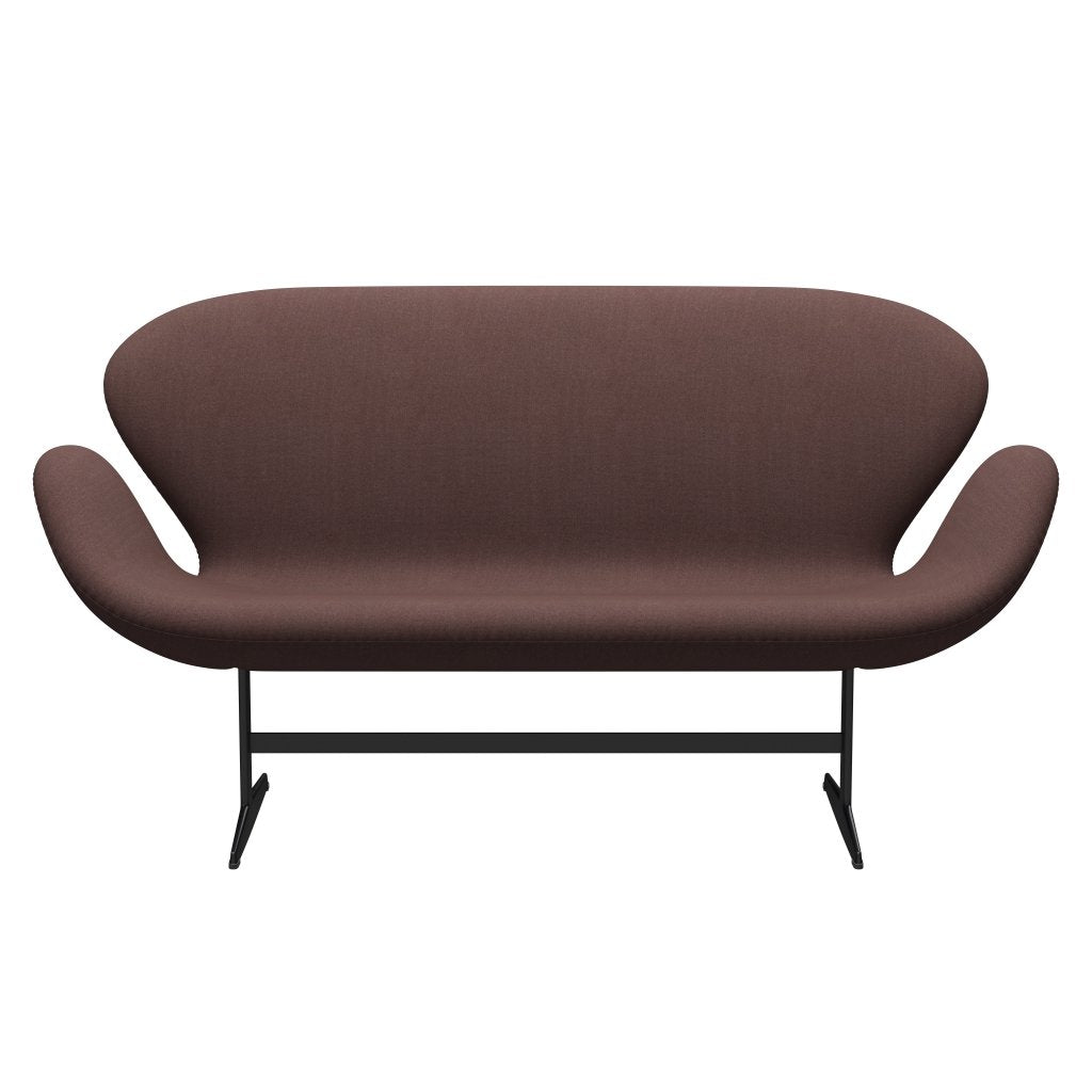 [product_category]-Fritz Hansen Swan Sofa 2 Seater, Black Lacquered/Tonus Violet Grey-Fritz Hansen-3321-TON664-BLLA-FRI-1