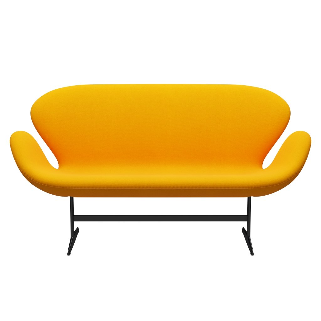 [product_category]-Fritz Hansen Swan Sofa 2 Seater, Black Lacquered/Tonus Yellow Orange-Fritz Hansen-3321-TON424-BLLA-FRI-1