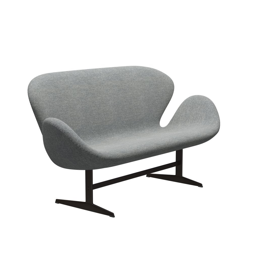 [product_category]-Fritz Hansen Swan Sofa 2 Seater, Brown Bronze/Hallingdal White Grey-Fritz Hansen-3321-HAL116-BBBASE-FRI-2