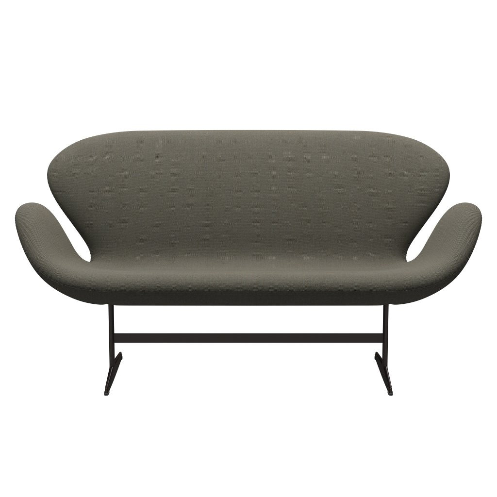 [product_category]-Fritz Hansen Swan Sofa 2 Seater, Brown Bronze/Steelcut Trio Grey/Green-Fritz Hansen-3321-STR266-BBBASE-FRI-1