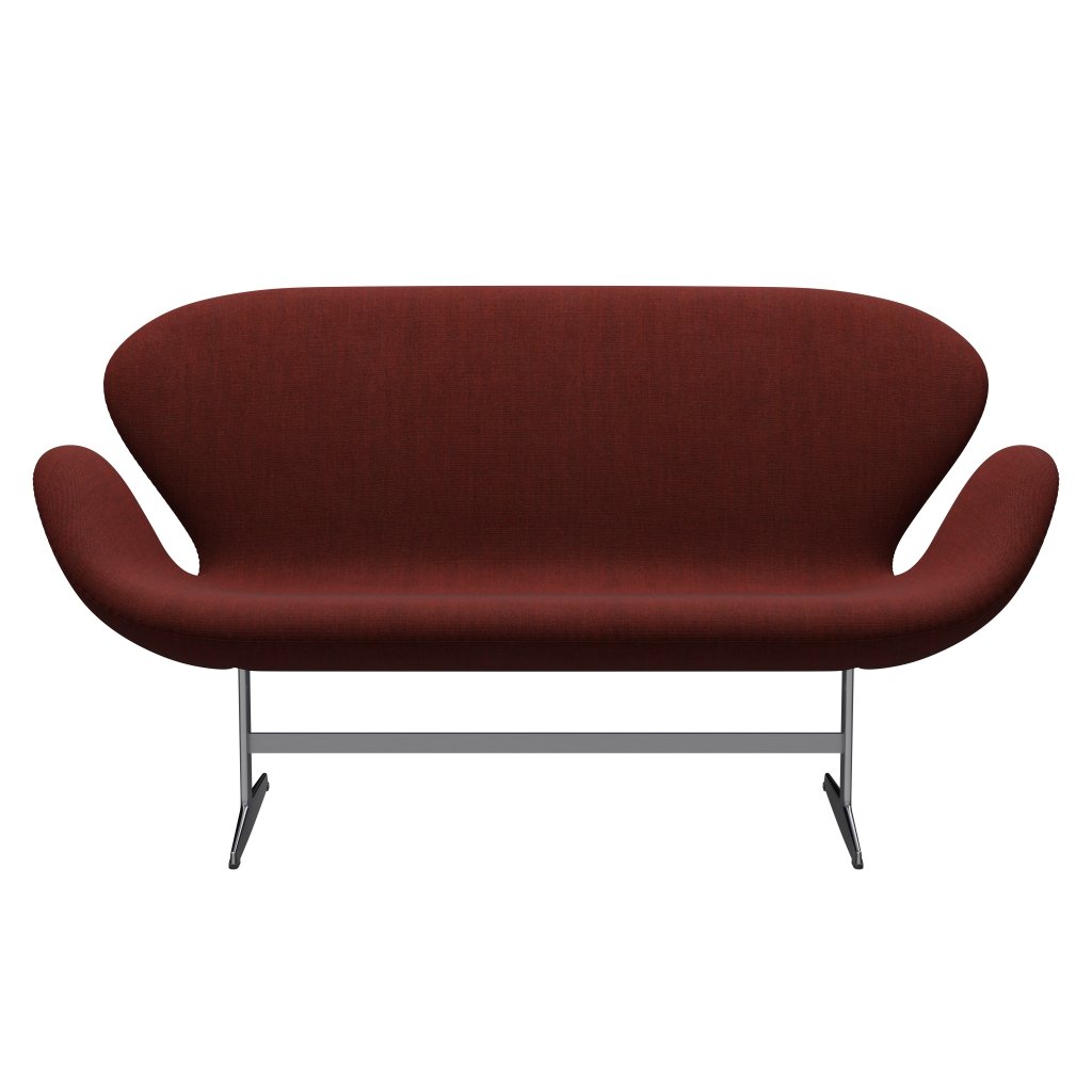 [product_category]-Fritz Hansen Swan Sofa 2 Seater, Satin Brushed Aluminium/Canvas Dark Red-Fritz Hansen-3321-CA0576-SPAL-FRI-1