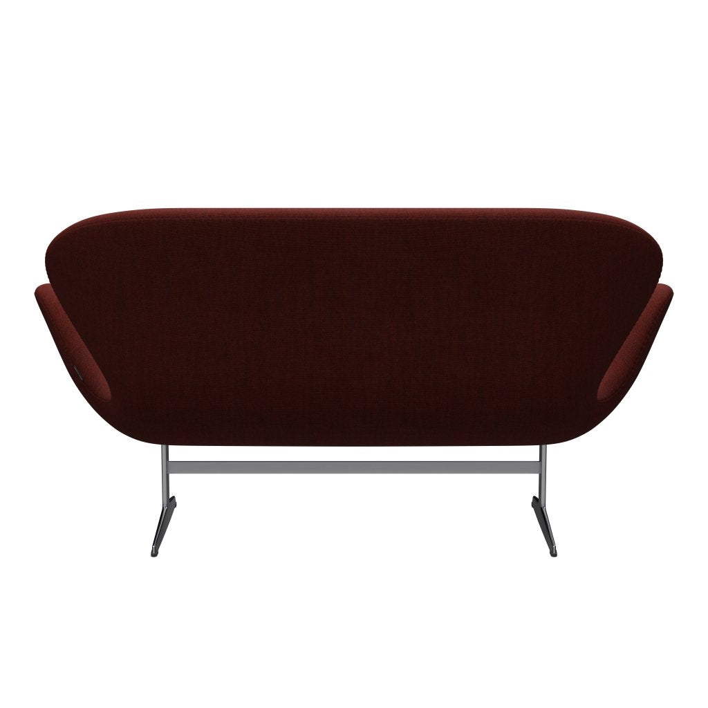 [product_category]-Fritz Hansen Swan Sofa 2 Seater, Satin Brushed Aluminium/Canvas Dark Red-Fritz Hansen-3321-CA0576-SPAL-FRI-4